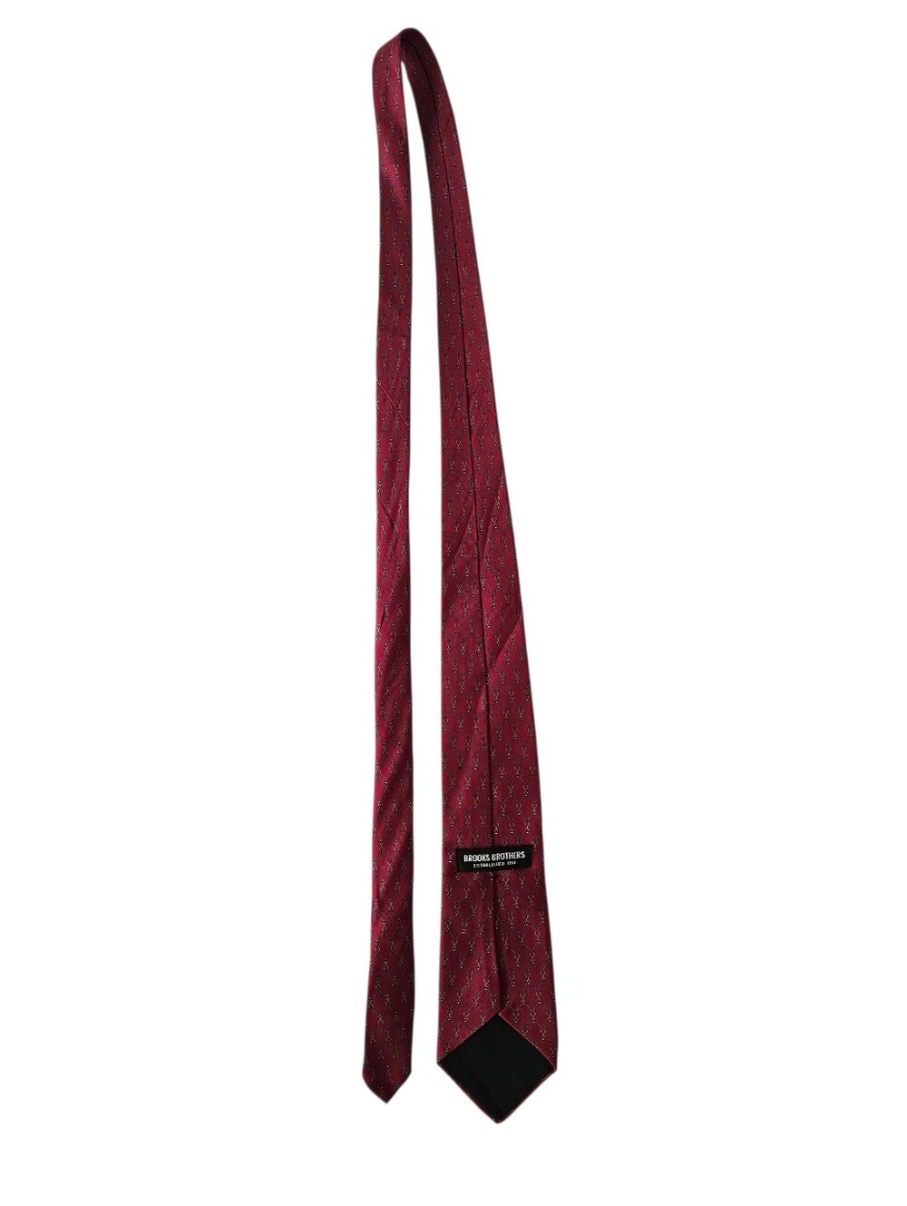 BROOKS BROTHERS Silk Red Geometric Chain Link Lattice Equestrian Tie | SZ 60" - Picture 5 of 8